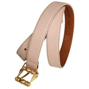 Vintage Ginnie Johansen Blush Pink Leather Belt Goldtone Buckle Made in Spain